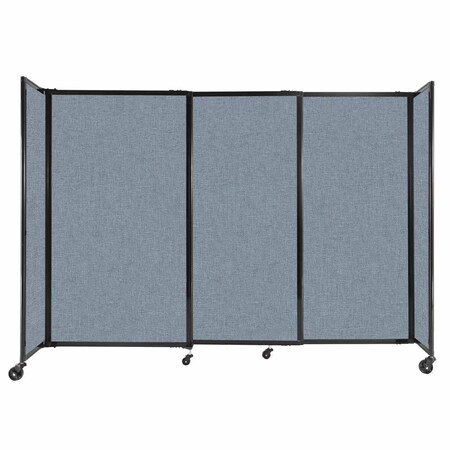 Versare StraightWall Sliding Portable Partition 7'2" x 5' Powder Blue Fabric 1460304